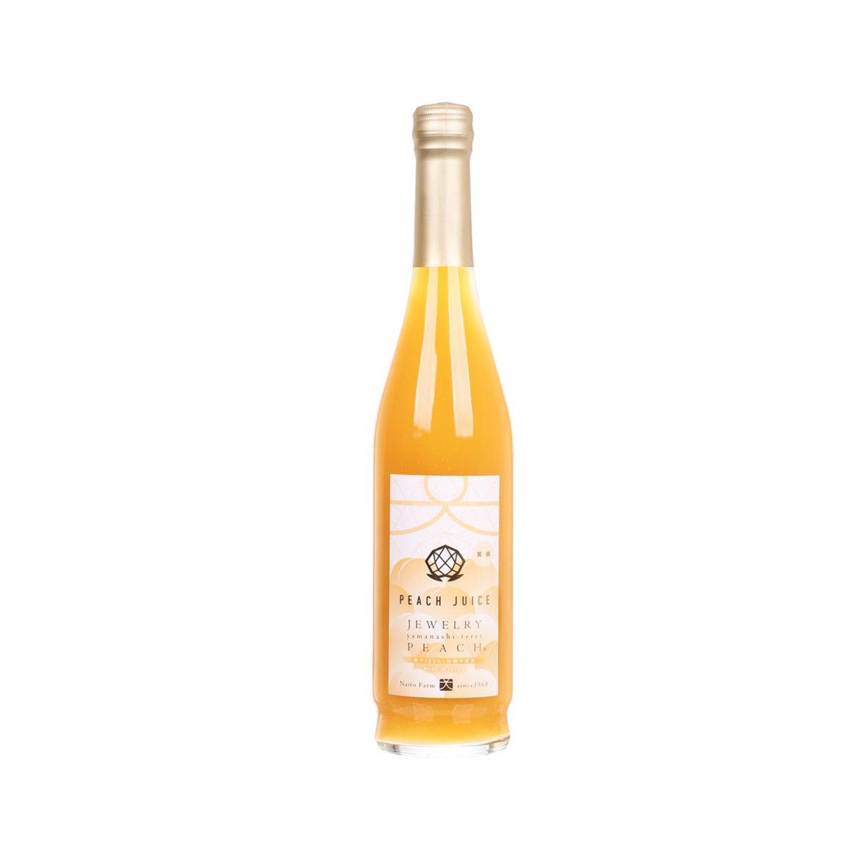 Peach nectar bottle with front label, gold cap, 500 mL