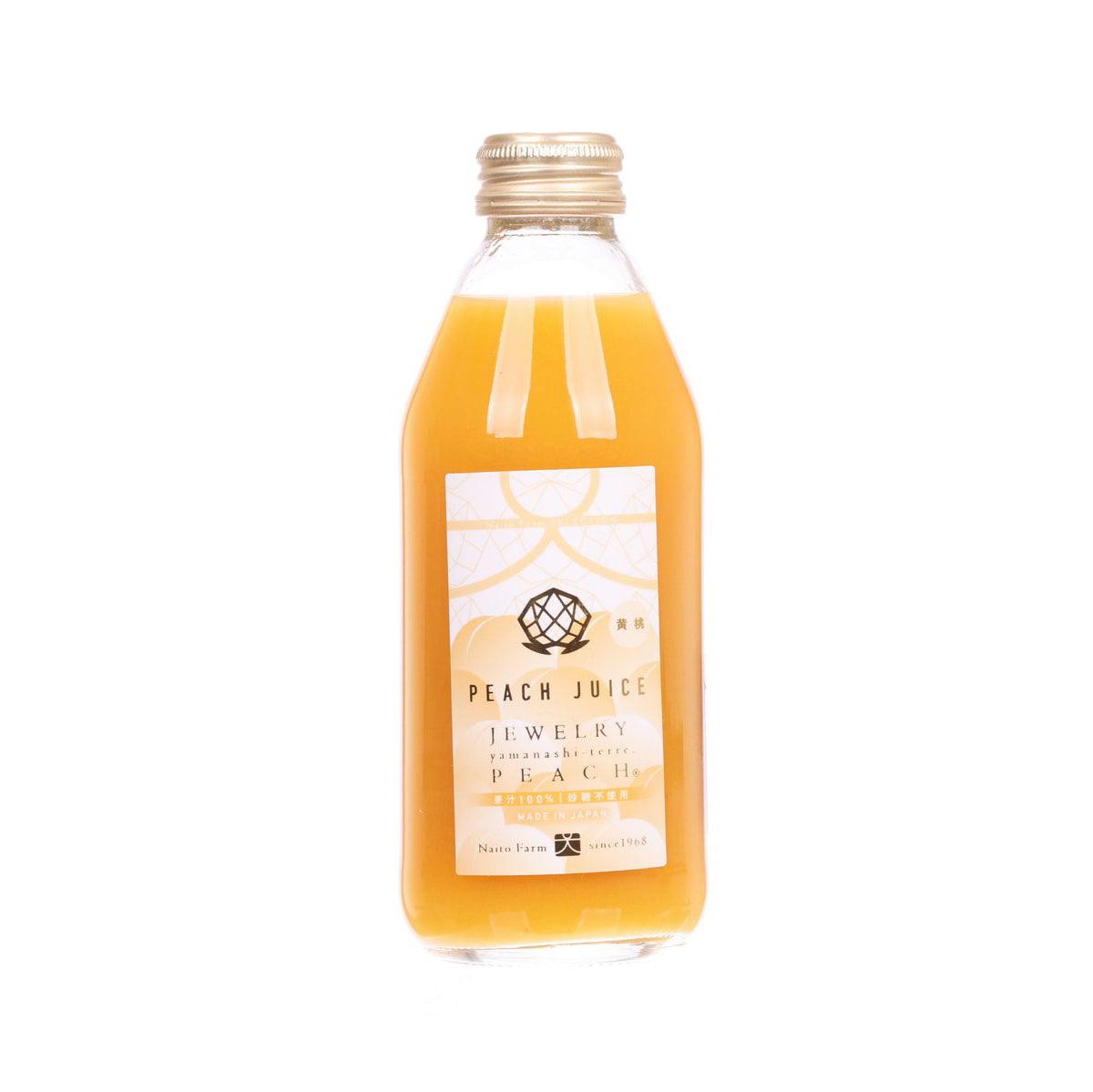 Golden peach nectar bottle, 250 mL, clear plastic with peach front label