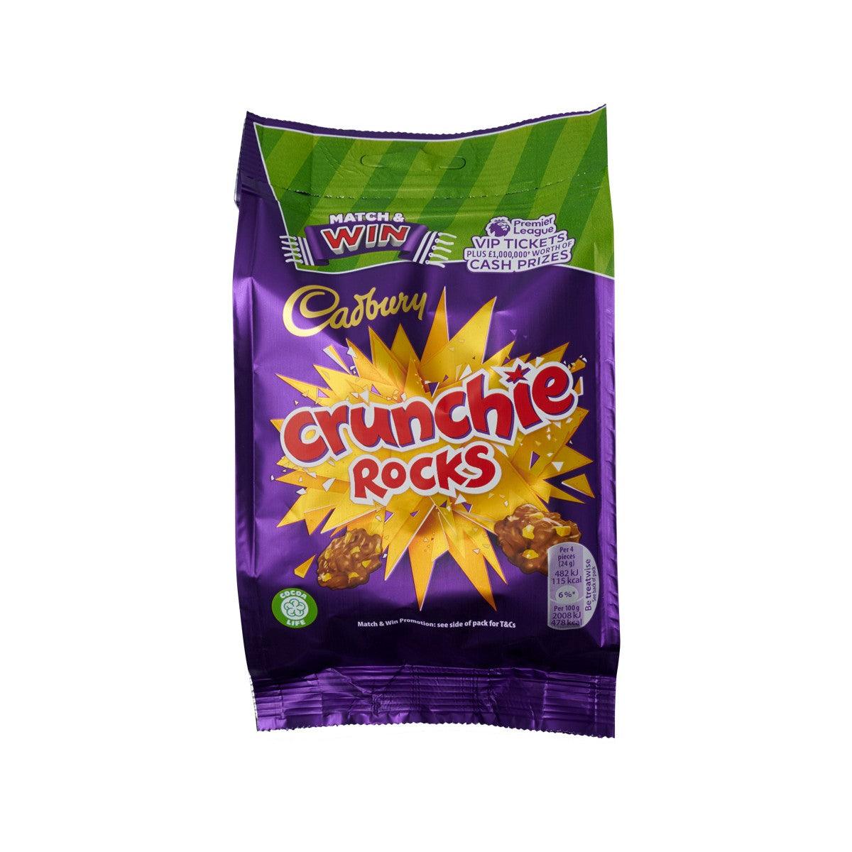 CADBURY Crunchie Rocks milk chocolate bag, purple package with Crunchie Rocks branding