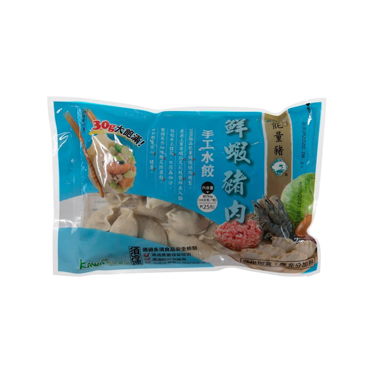 KAWALIFE shrimp and pork dumpling pack in blue bag with product illustration