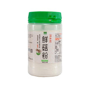 Mushroom powder jar with green screw cap and cream powder, 150g