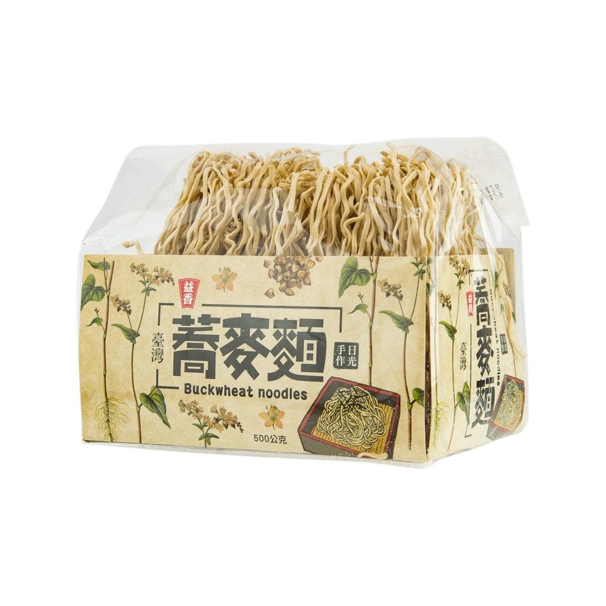 Buckwheat noodles 500g pack in plastic wrap, front view