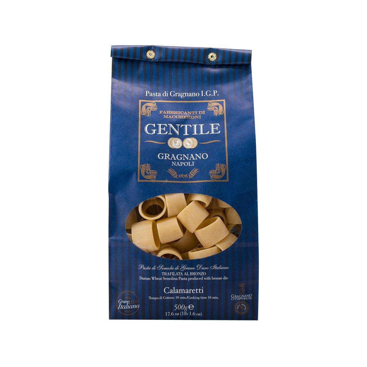 500g Gentile calamaretti pasta in blue bag with clear window