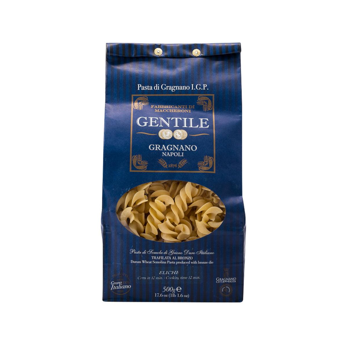500g Gragnano IGP Eliche pasta bag with window of curled pasta