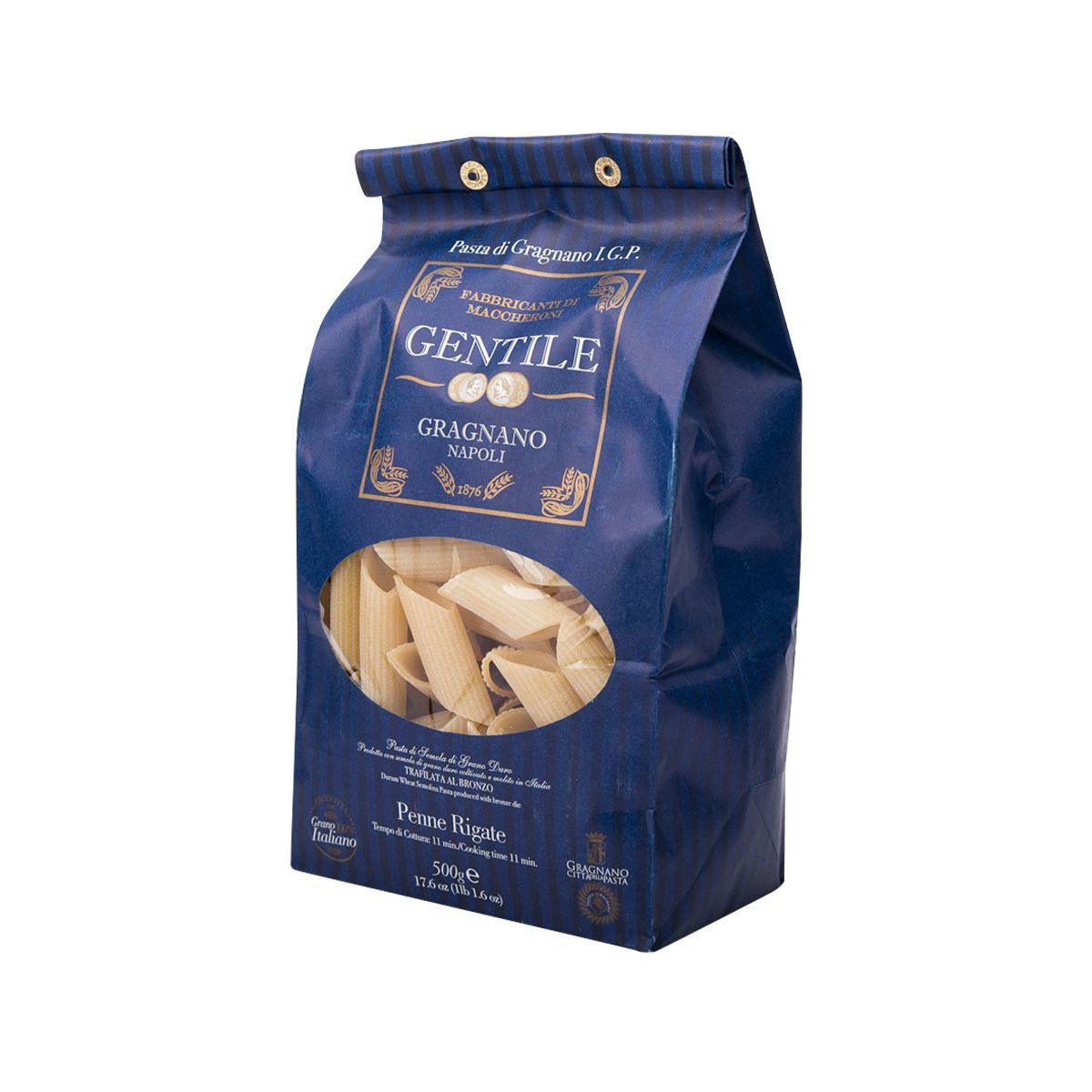GENTILE penne rigate pasta bag, front view
