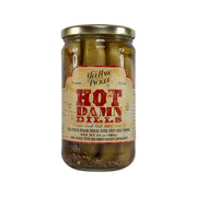 YEE-HAW PICKLE Hot Damn dills jar with sliced pickles in brine