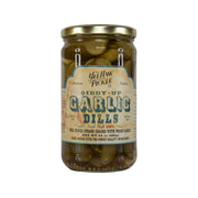 Jar of garlic dill pickles with whole green cucumbers, net 680 g