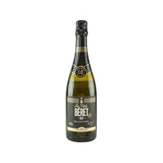 Non-alcoholic sparkling drink bottle by LE PETIT BERET with gold label and foil top