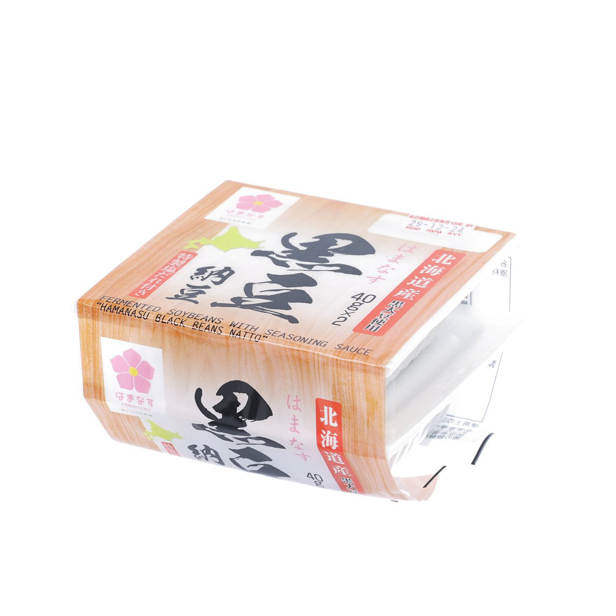Hamanasu fermented black bean natto pack, angled view with side label
