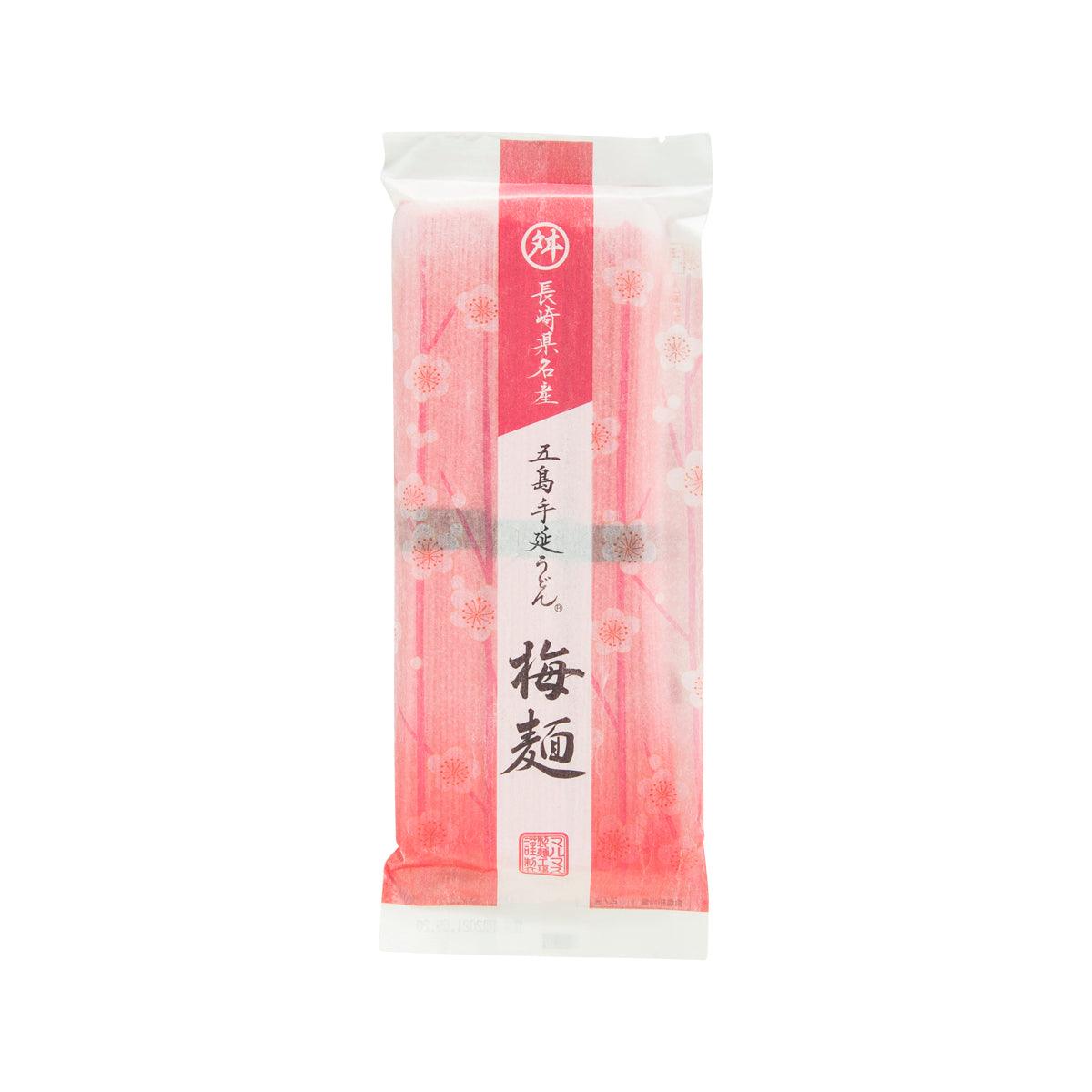 Plum udon noodle pouch, pink package with Japanese front label, 240g