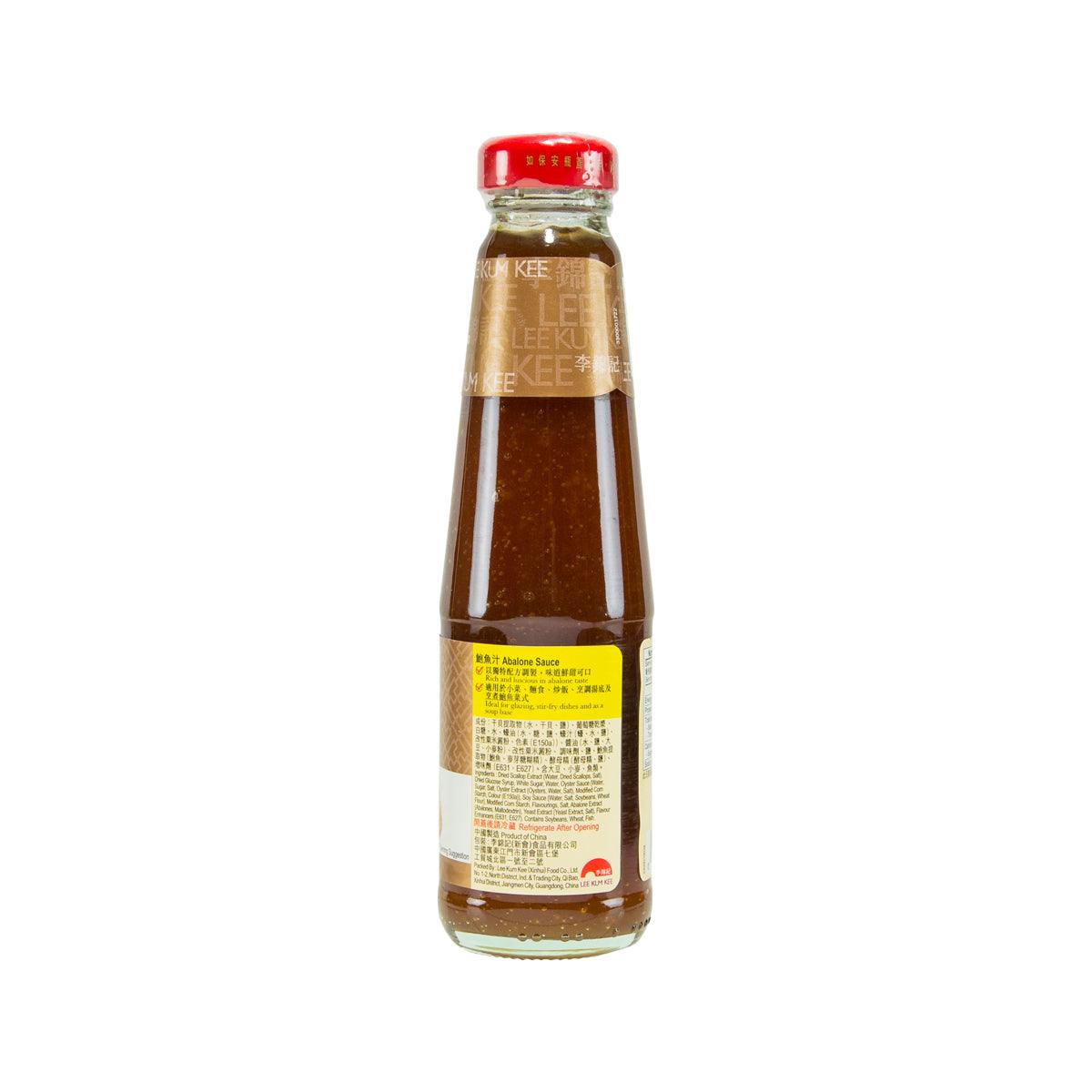 LEE KUM KEE abalone sauce bottle with red cap and back label