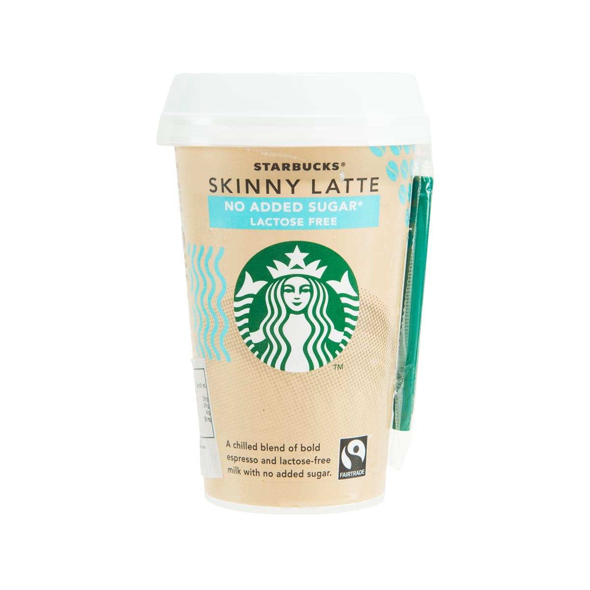 Starbucks Skinny Latte coffee drink cup, no added sugar, lactose free, 220 mL