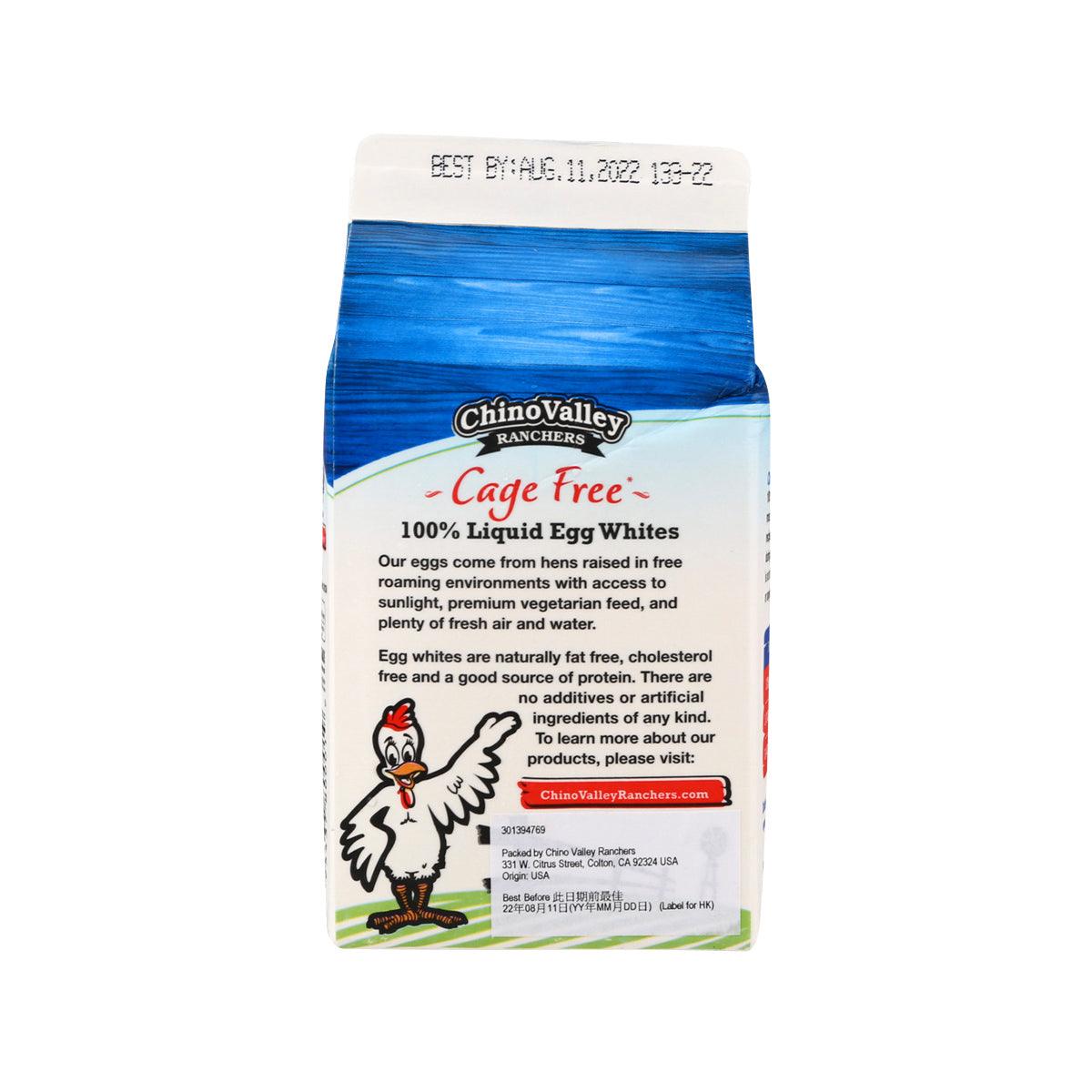 Chino Valley cage-free liquid egg whites pasteurized carton, back label with details