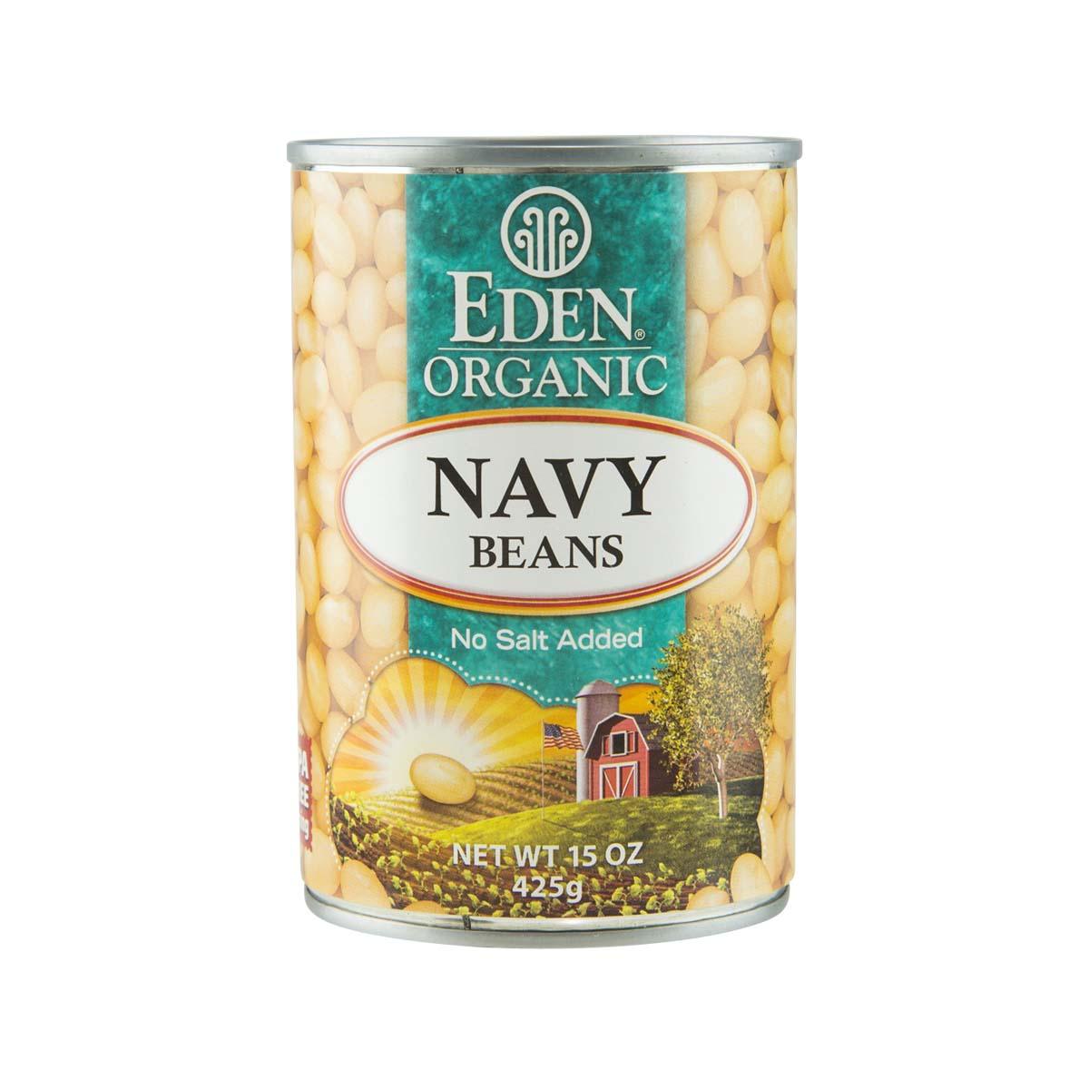 EDEN organic navy beans can with front label and net wt 15 oz (425 g)