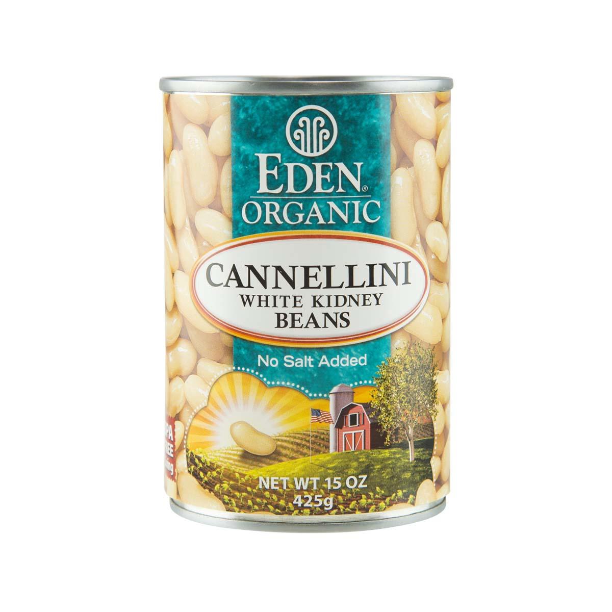 EDEN Organic cannellini beans can, front label, no salt added, 425 g