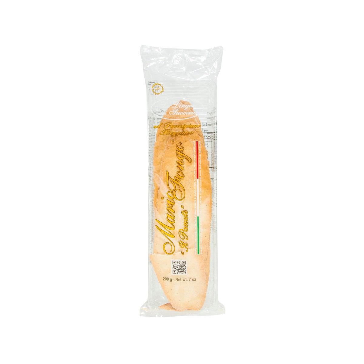 Mario Fongo flat bread with Parmigiano Reggiano, 200g in clear wrapper bag