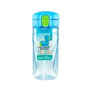 520mL Tritan quick flip water bottle, blue lid with green flip spout button