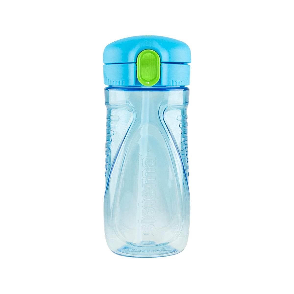 520mL Tritan quick flip water bottle with blue lid and green flip spout button
