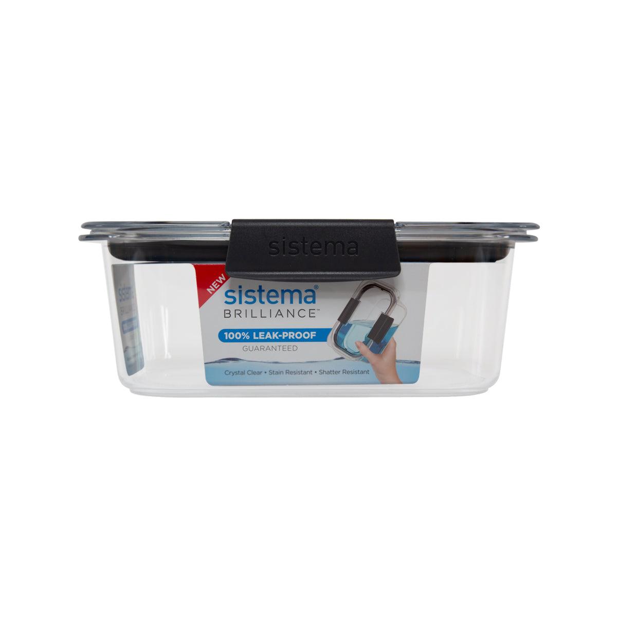 SISTEMA Brilliance medium rectangle food storage container, clear base and black lid, 920 mL