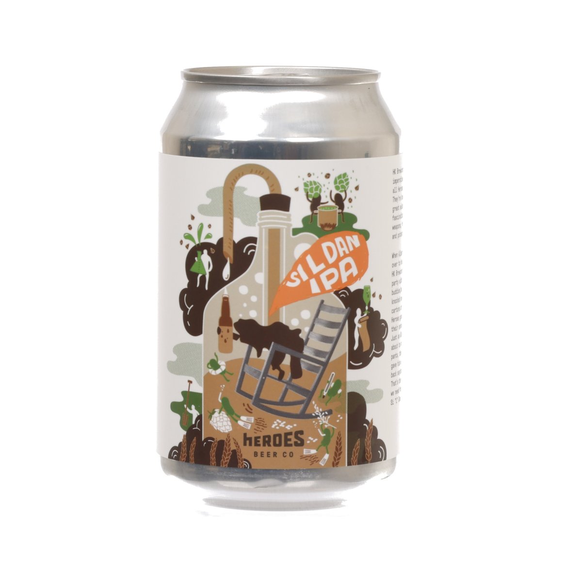 IPA beer can with illustrated label and Si LDAN graphic, 330 mL