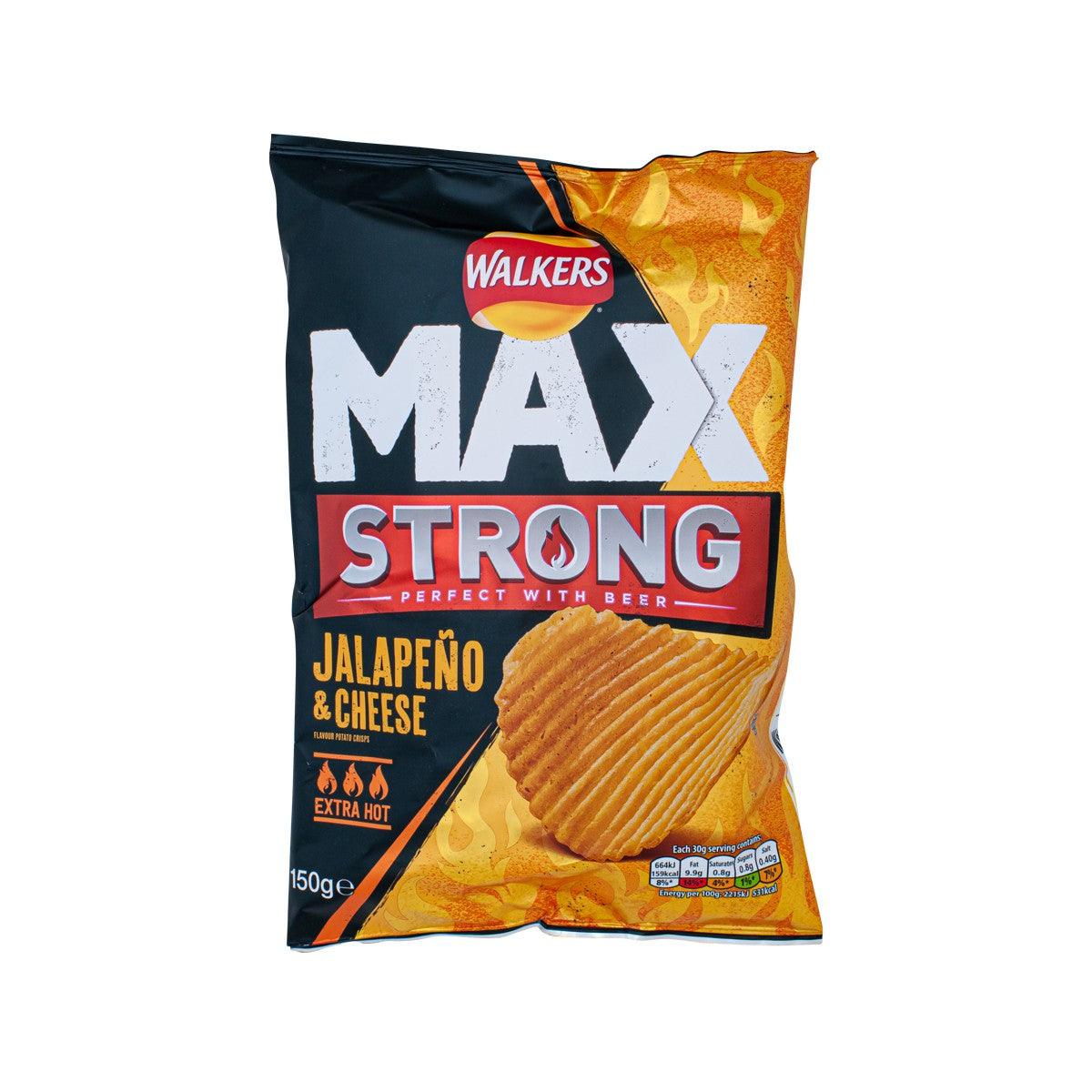 WALKERS MAX Strong Jalapeño & Cheese potato chips bag