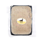 Pasteurized duck rillette in rectangular tray, with duck rillette label