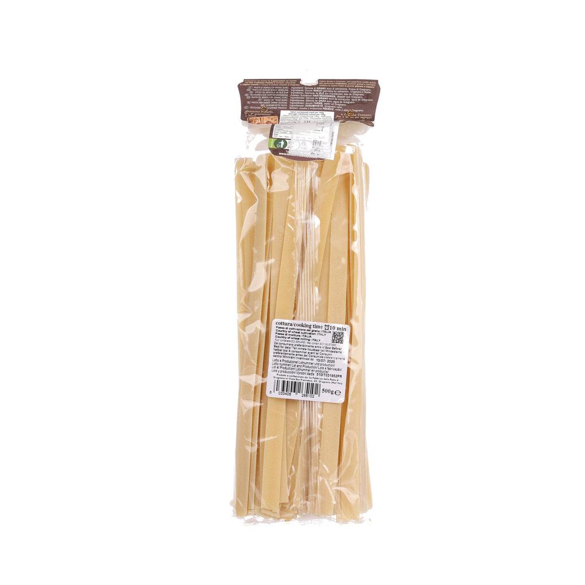 LA FABBRICA DELLA artisanal pappardelle pasta bag back with label, 500g