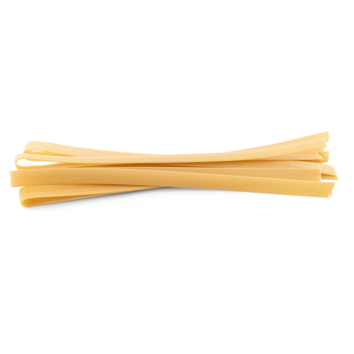 Artisanal pappardelle pasta ribbons, pale yellow, bundled