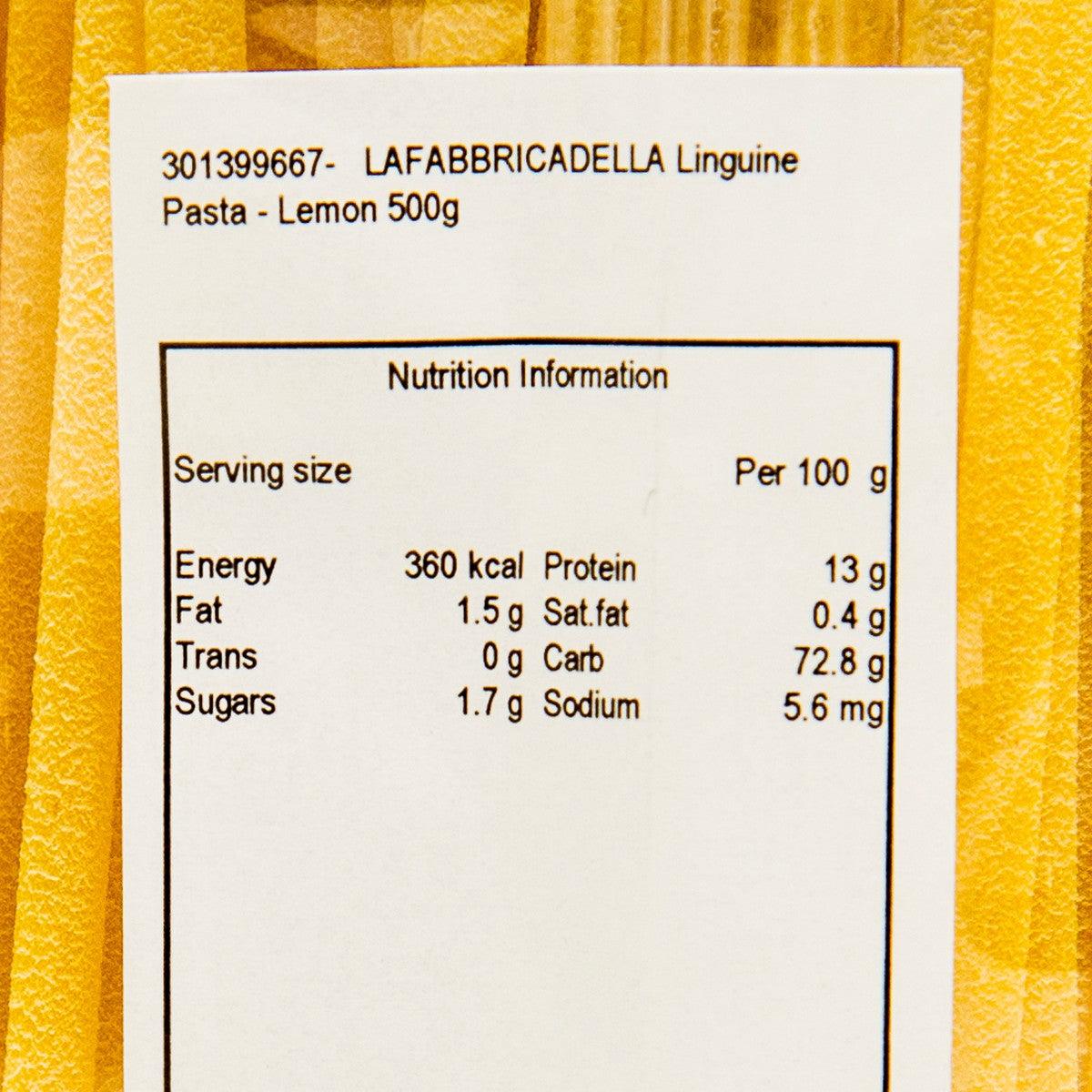Lemon linguine pasta nutrition information label