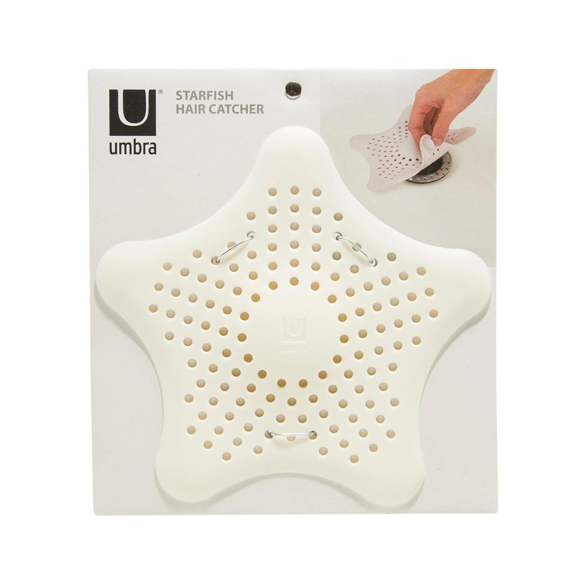 Umbra starfish-shaped white hair catcher with perforated drain holes