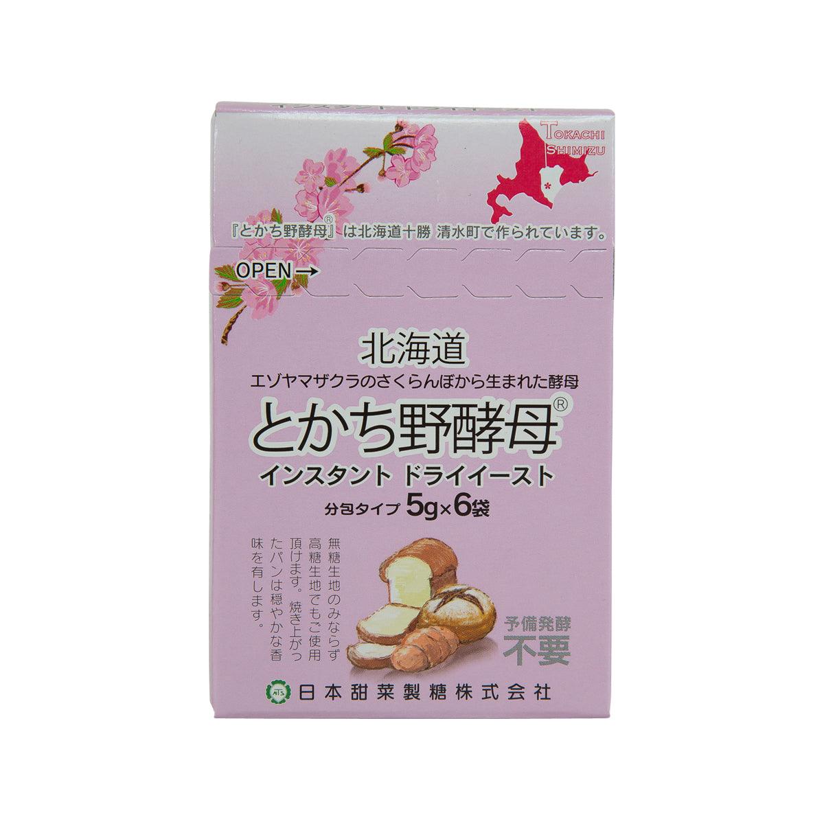 NITTEN Tokachino instant dried yeast box, purple front with pink blossoms and logo