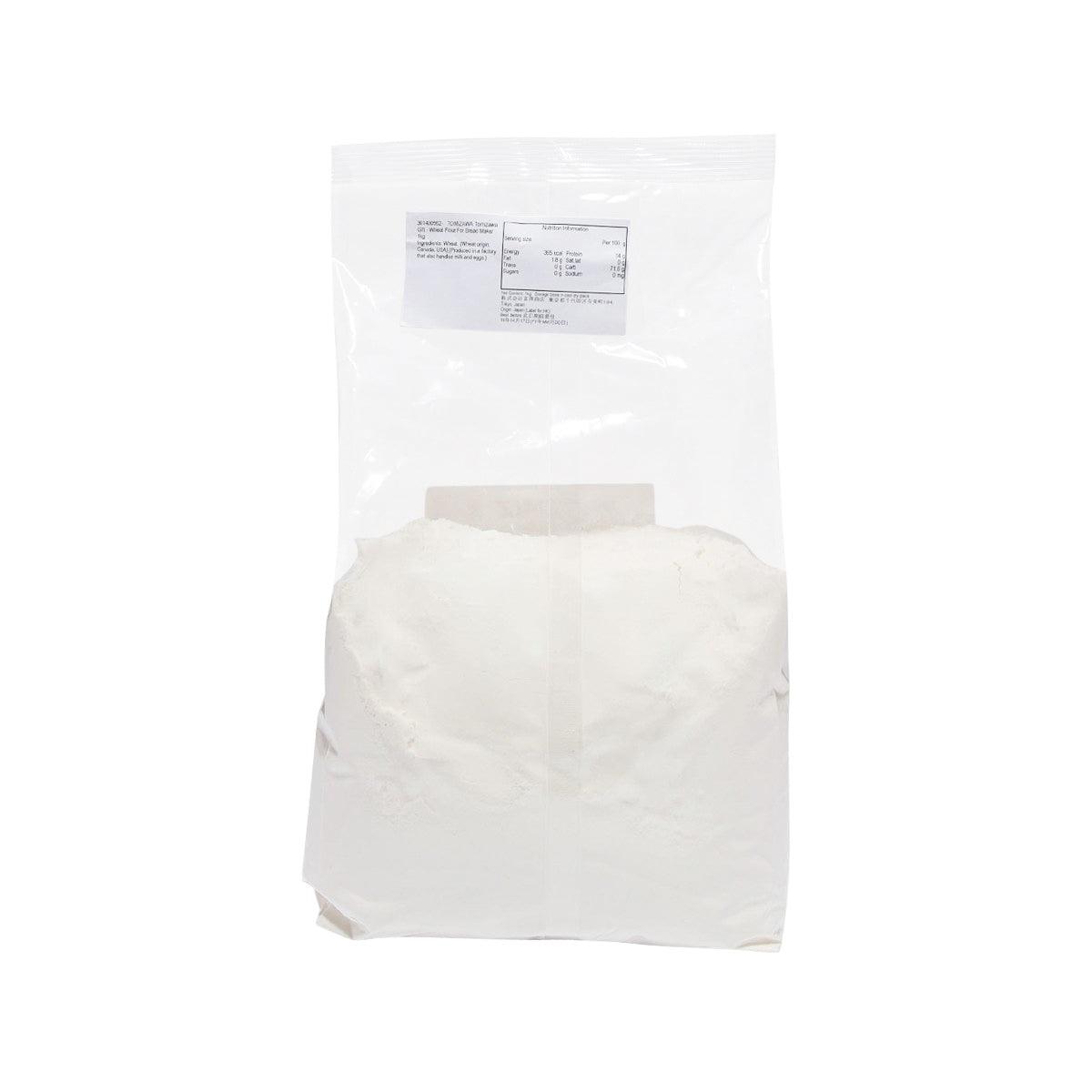 TOMIZAWA bread maker wheat flour 1kg bag with back label on white pouch