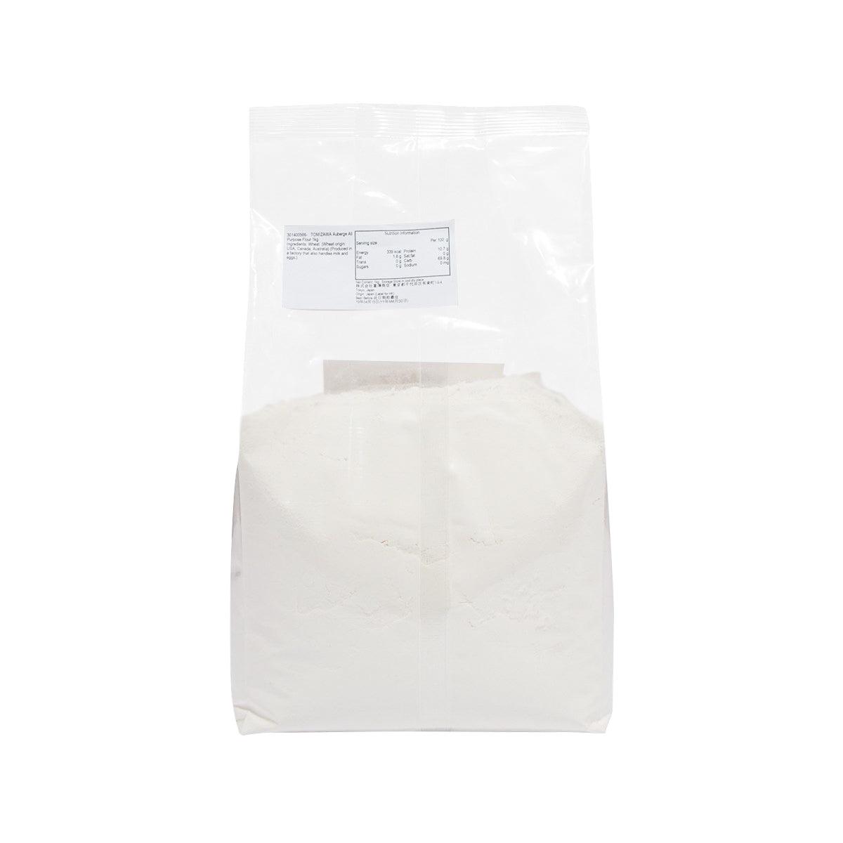 TOMIZAWA all-purpose flour bag, 1kg, back label and panel details