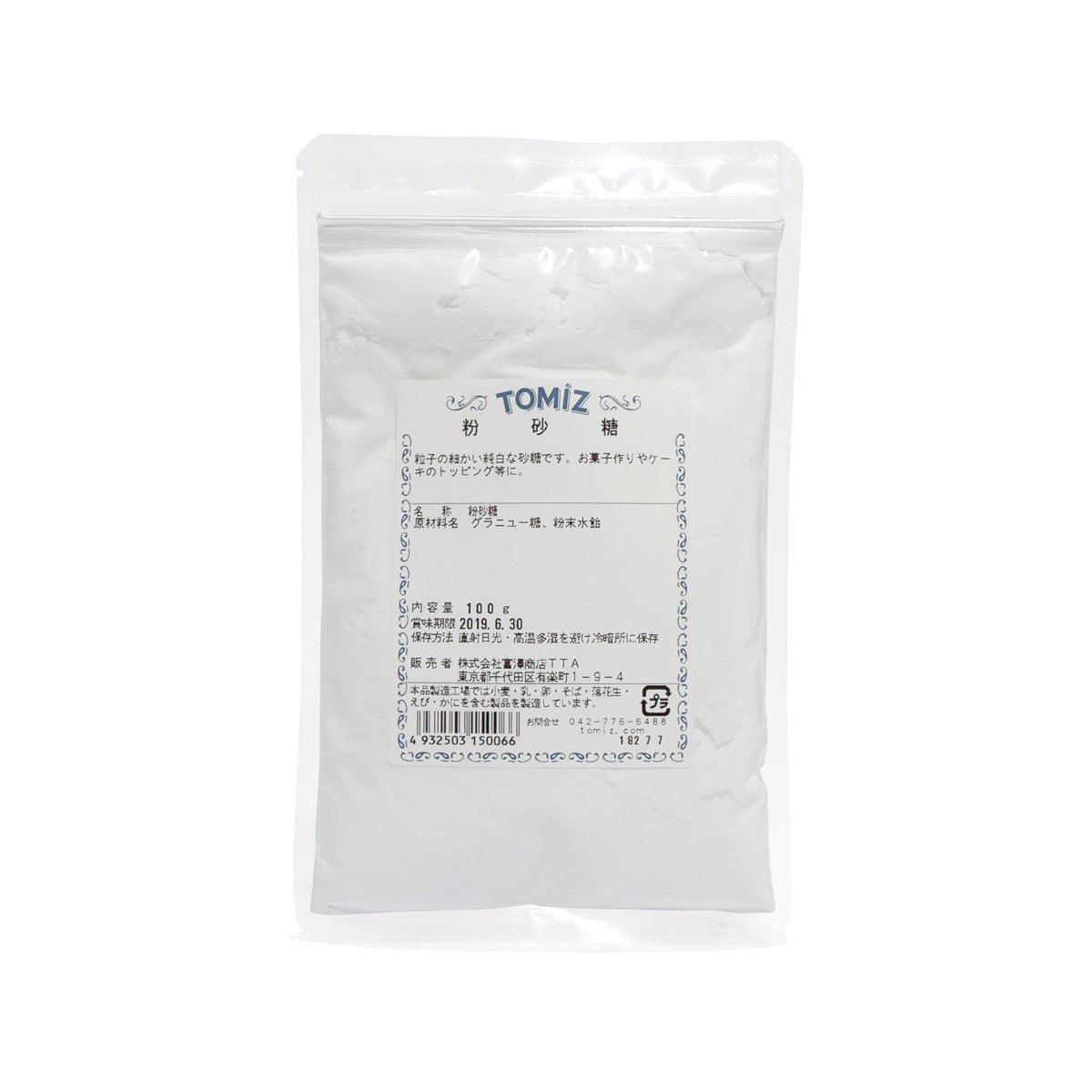 TOMIZAWA powdered sugar in sealed clear pouch, front label visible, 100 g