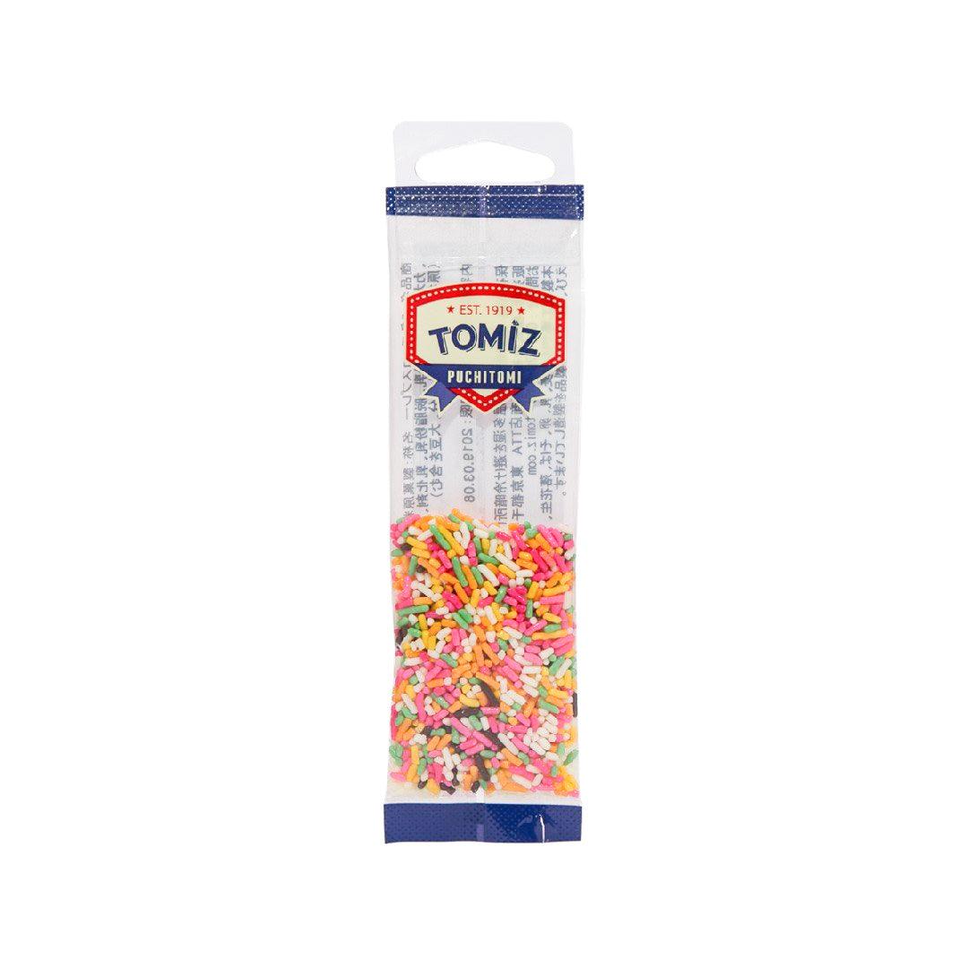 TOMIZAWA chocolate sprinkles pouch, clear front with colorful sprinkle mix (15g)