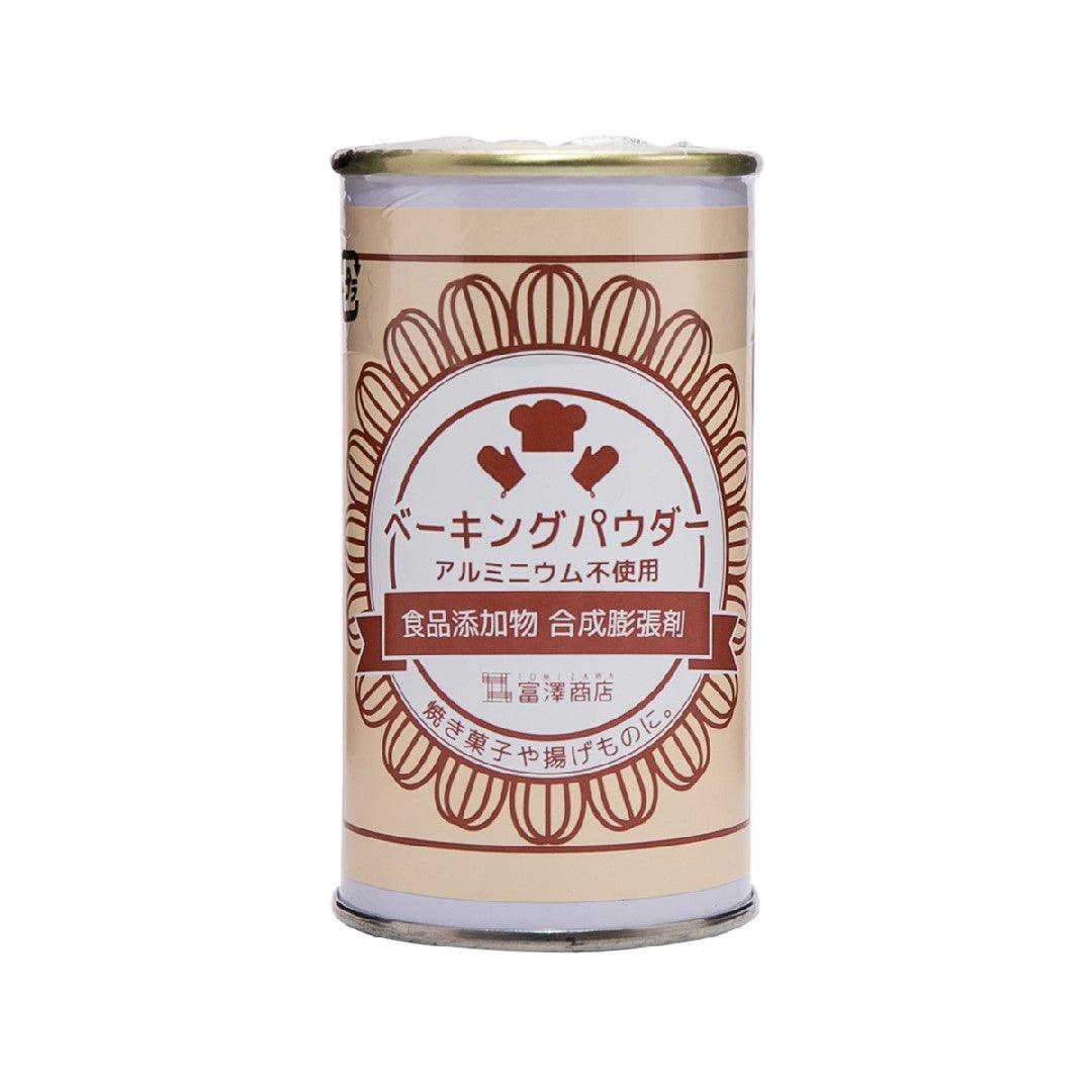 TOMIZAWA baking powder can, front label, no added aluminum, 100g