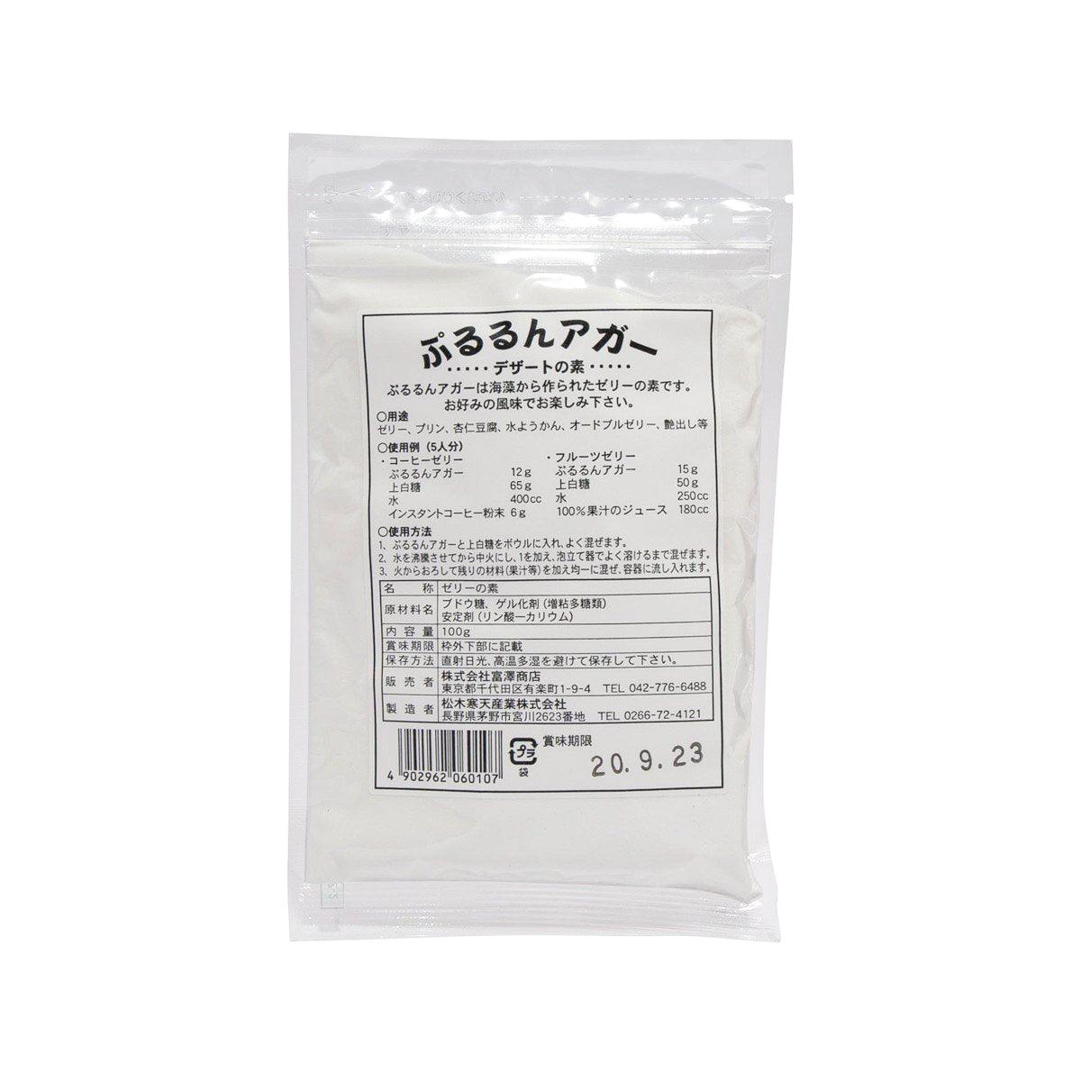 TOMIZAWA Pururun agar gelling agent pouch, front label, 100g