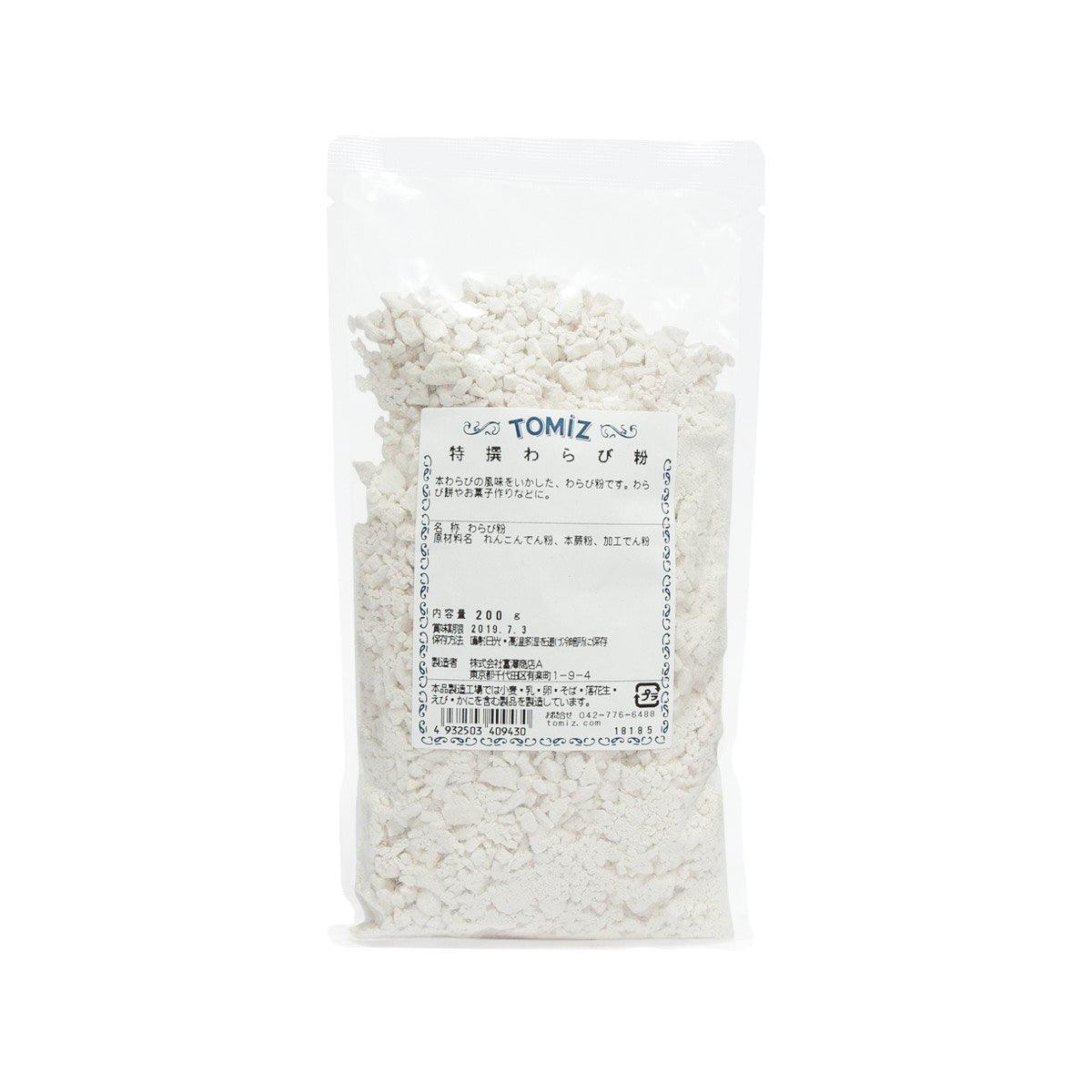 TOMIZAWA bracken flour pouch with front label, 200 g, light beige powder