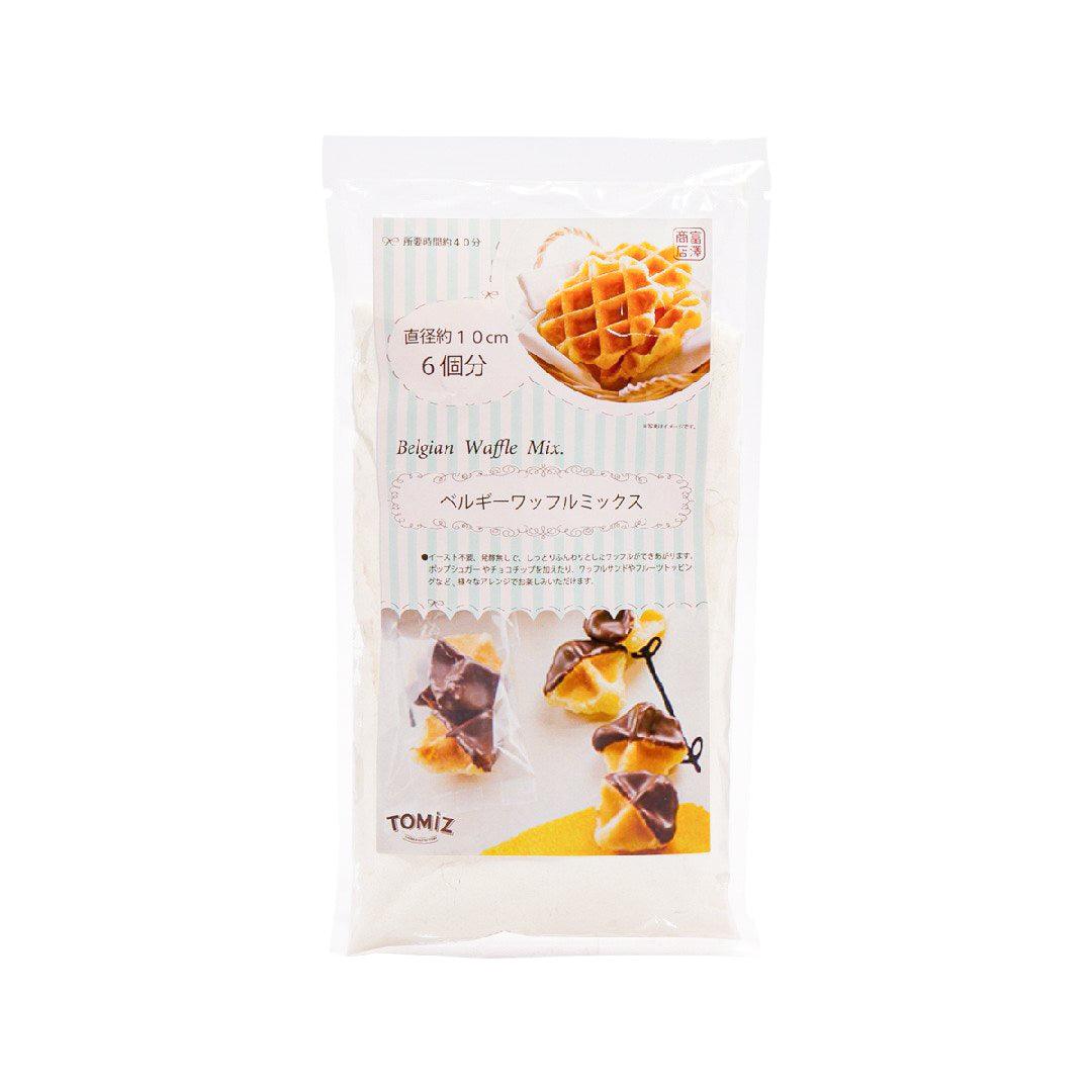 TOMIZAWA Belgian waffle mix pouch, white plastic bag with waffle and dessert images