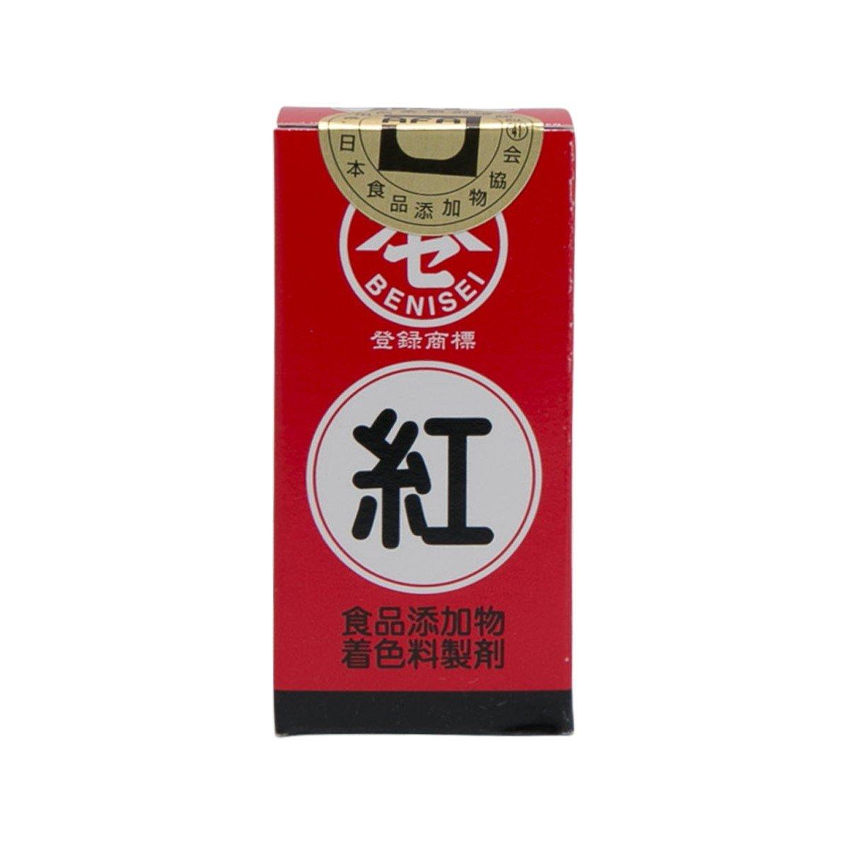 Red food coloring powder box with BENISE logo and Japanese label