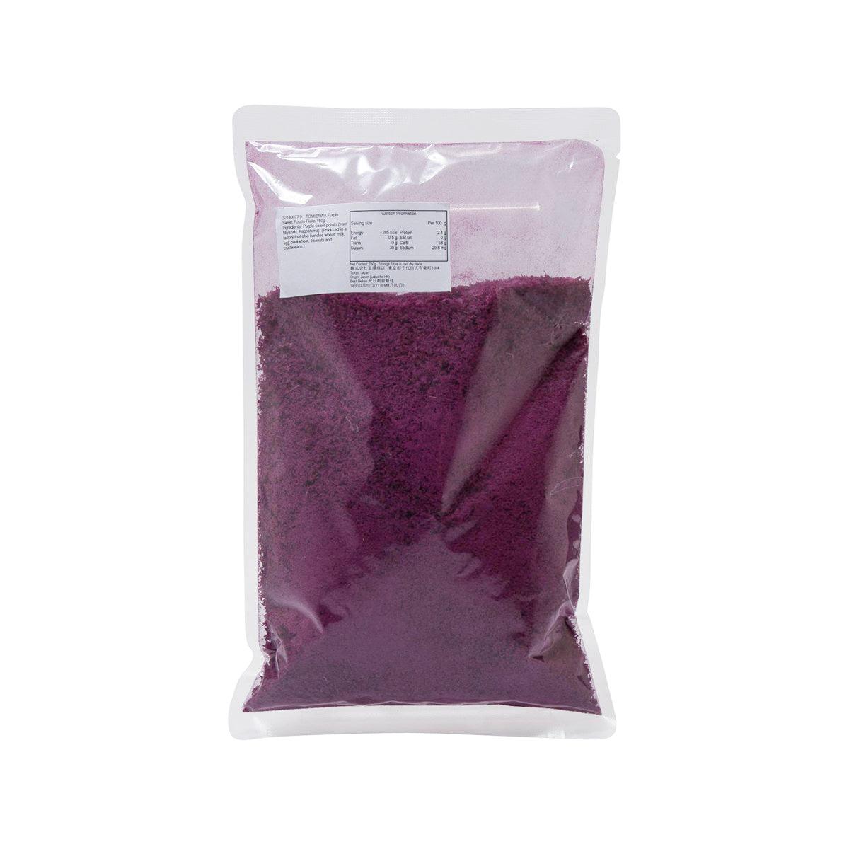 TOMIZAWA purple sweet potato flakes pouch, back label, 150g