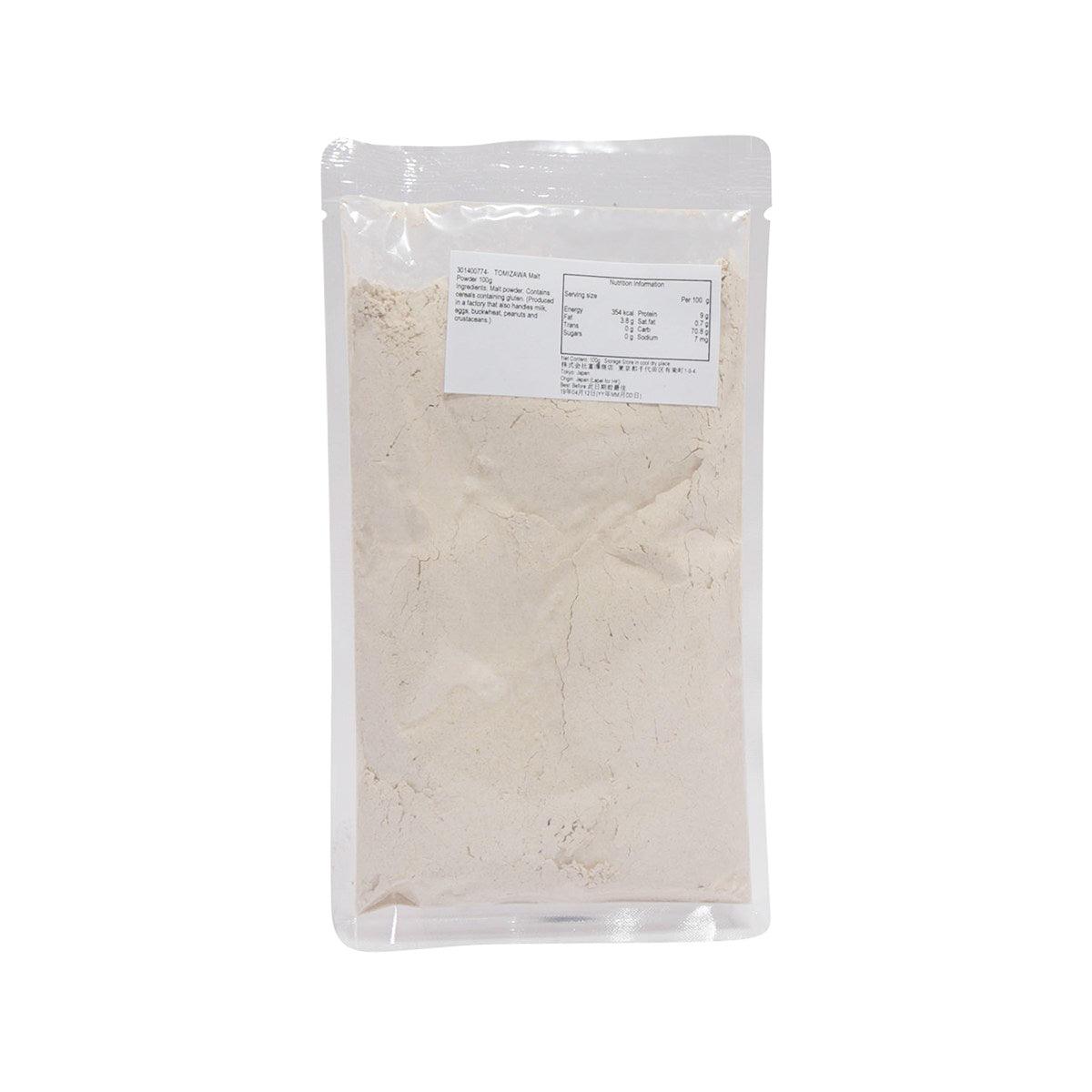 TOMIZAWA malt powder pouch, back label side of 100g bag