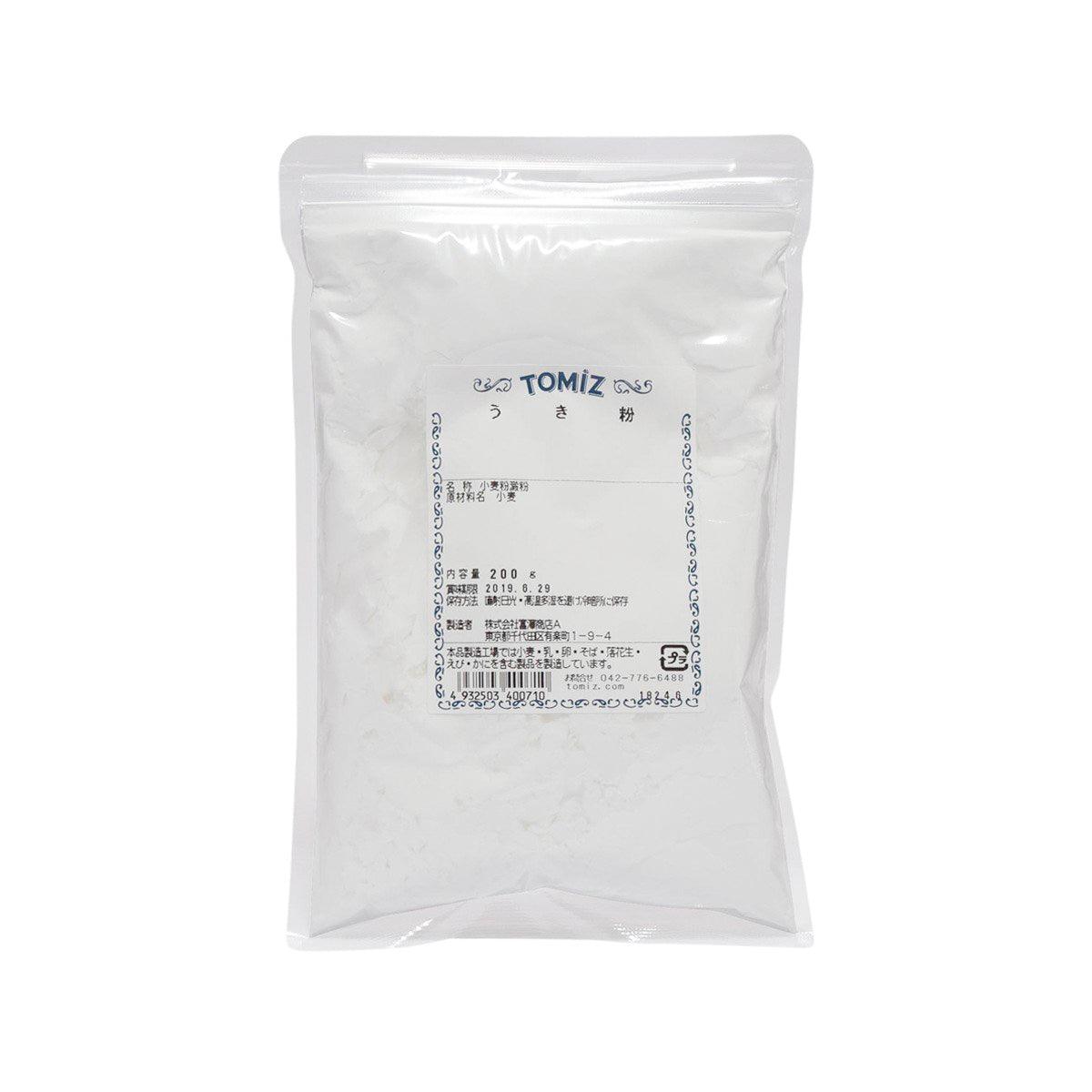 TOMIZAWA wheat starch pouch, 200g, white powder in clear resealable bag