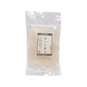 Shredded agar flakes in sealed clear pouch, pale beige, 25g
