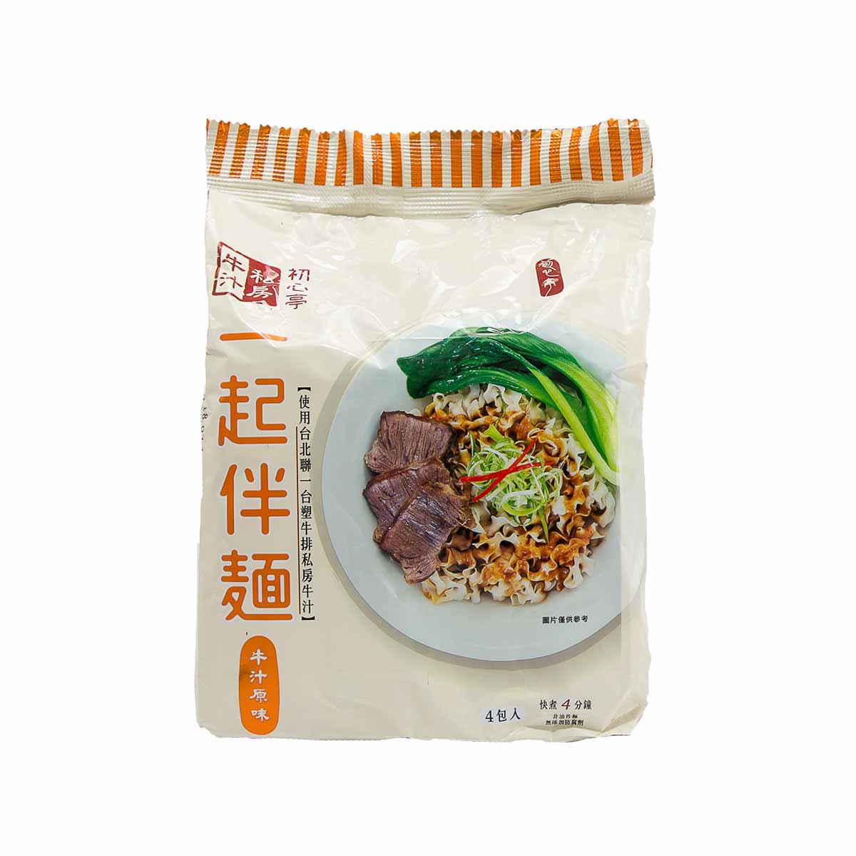 Original beef flavor stir-fried noodle pouch, 4 servings, with noodles and beef graphic