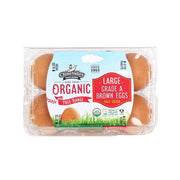 Organic free-range large brown eggs in clear carton, 6-count pack