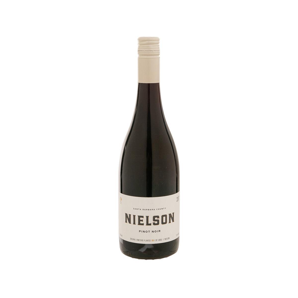 NIELSON Pinot Noir wine bottle with front label and beige cork