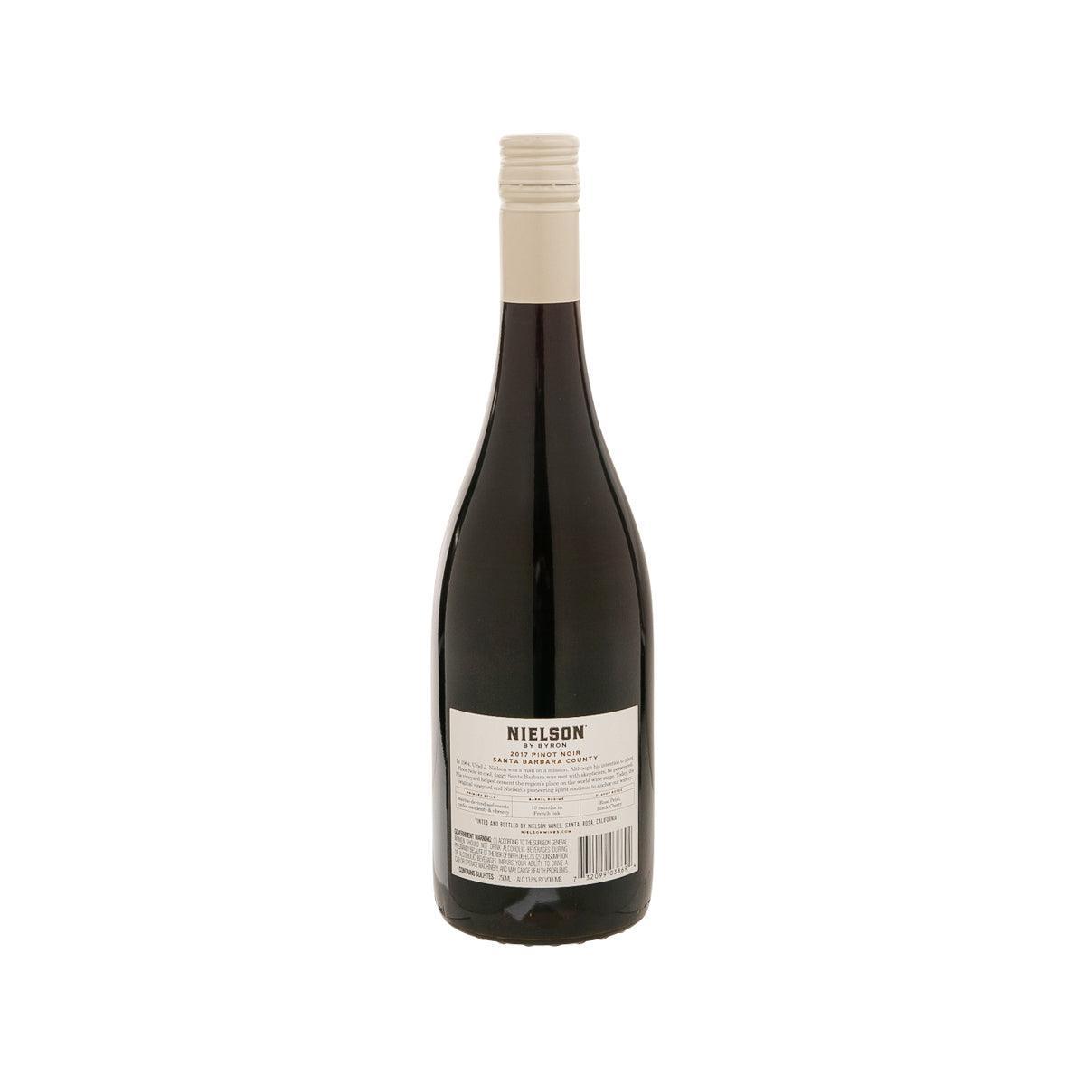 NIELSON Pinot Noir wine bottle with back label and beige cork