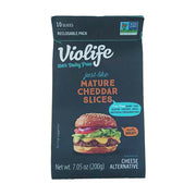 Violife vegan cheddar slices pack, 10 slices, 200g cheese alternative package