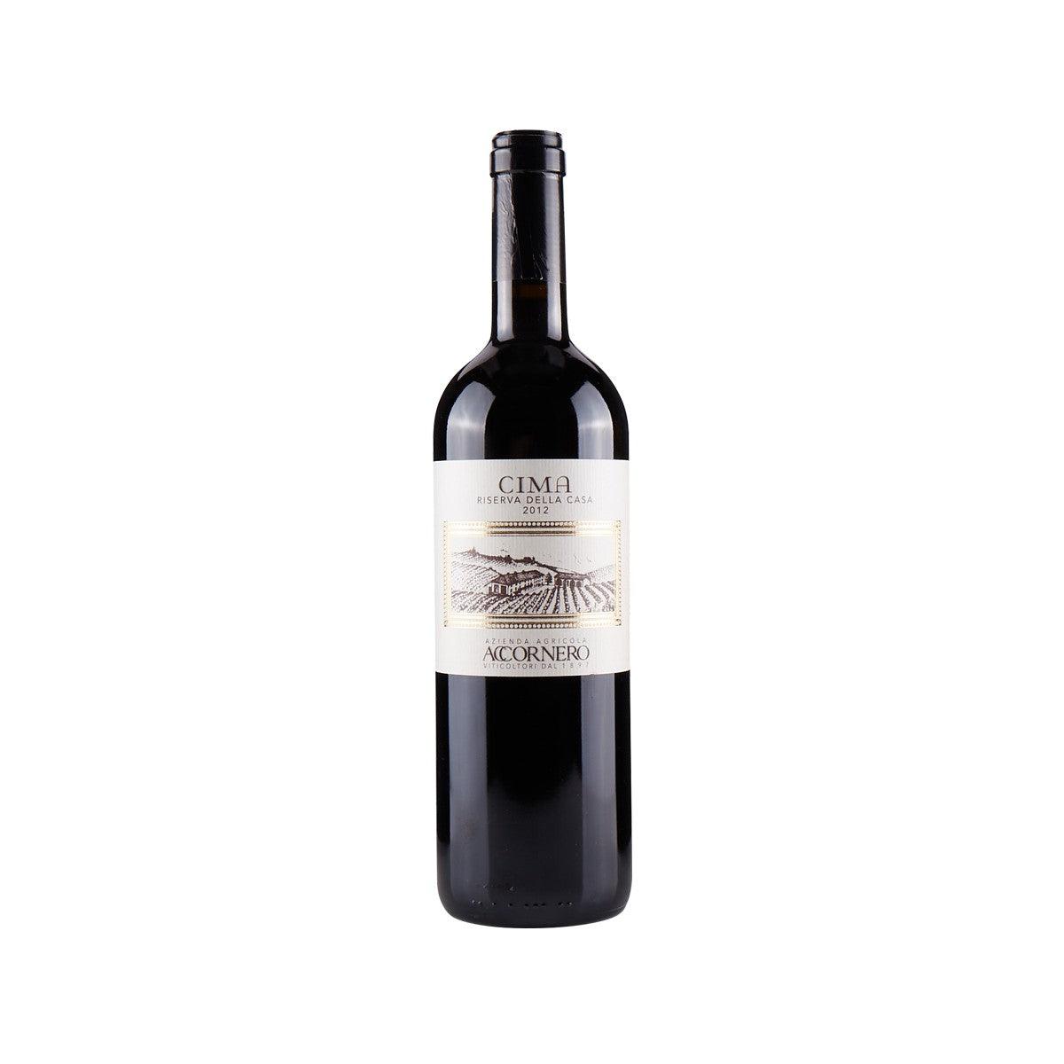 ACCORNERO Barbera wine bottle with front label, dark glass, foil cap.